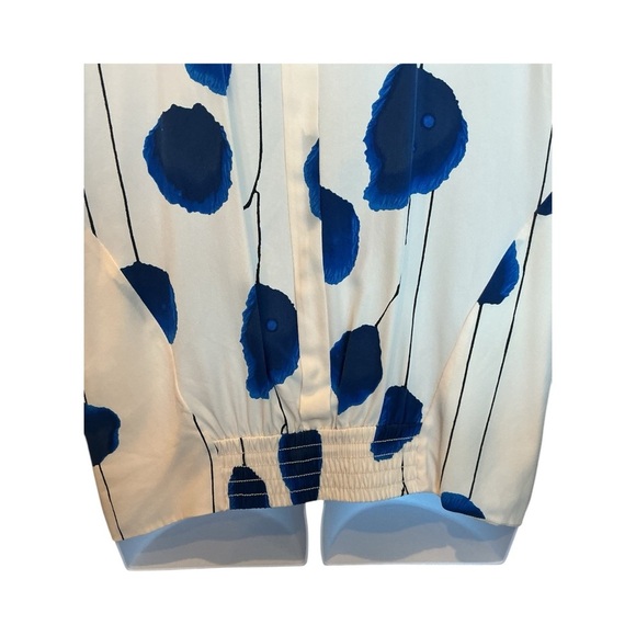 Diane Von Furstenburg Abigail Silk Keyhole Blouse -String Dot Poppy Print sz 10 - Picture 4 of 8